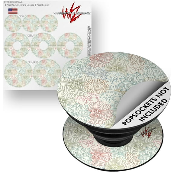 Decal Style Vinyl Skin Wrap 3 Pack for PopSockets Flowers Pattern 02 (POPSOCKET NOT INCLUDED) by WraptorSkinz