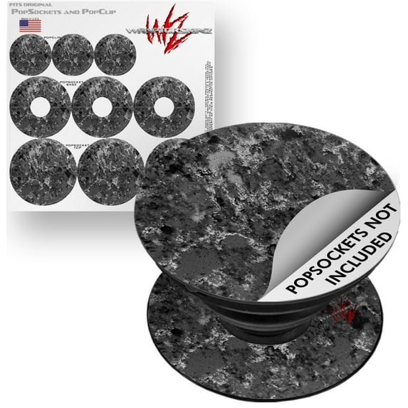 Decal Style Vinyl Skin Wrap 3 Pack for PopSockets Marble Granite 06 Black Gray (POPSOCKET NOT INCLUDED) by WraptorSkinz