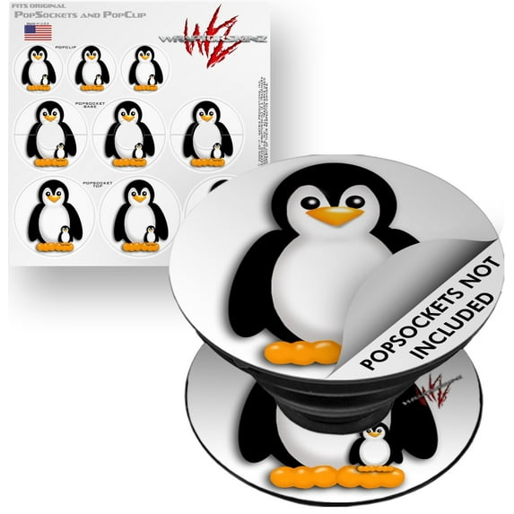 Decal Style Vinyl Skin Wrap 3 Pack for PopSockets Penguins on White (POPSOCKET NOT INCLUDED) by WraptorSkinz