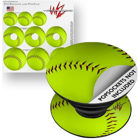 Decal Style Vinyl Skin Wrap 3 Pack for PopSockets Softball (POPSOCKET NOT INCLUDED) by WraptorSkinz