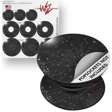 Decal Style Vinyl Skin Wrap 3 Pack for PopSockets Stardust Black (POPSOCKET NOT INCLUDED) by WraptorSkinz