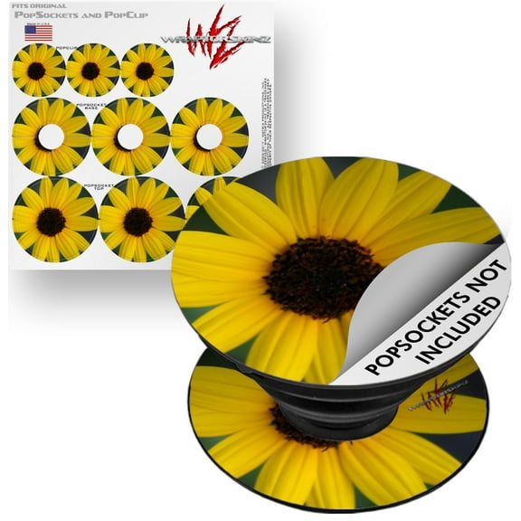 Decal Style Vinyl Skin Wrap 3 Pack for PopSockets Yellow Daisy (POPSOCKET NOT INCLUDED) by WraptorSkinz