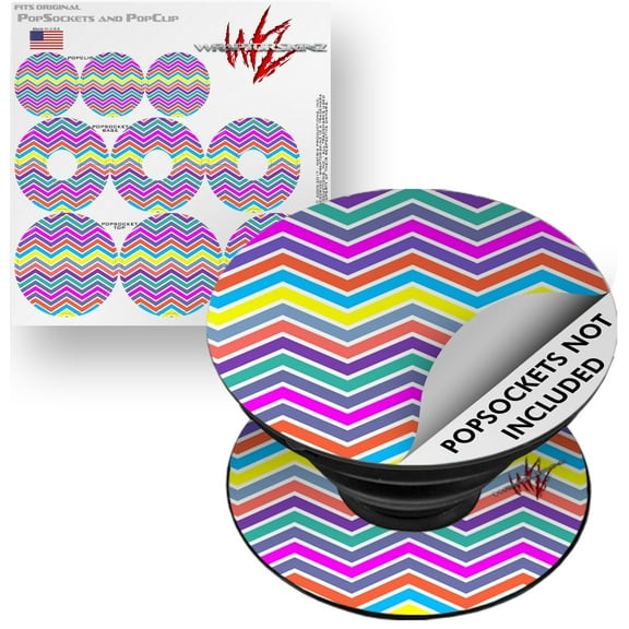 Decal Style Vinyl Skin Wrap 3 Pack for PopSockets Zig Zag Colors 04 (POPSOCKET NOT INCLUDED) by WraptorSkinz