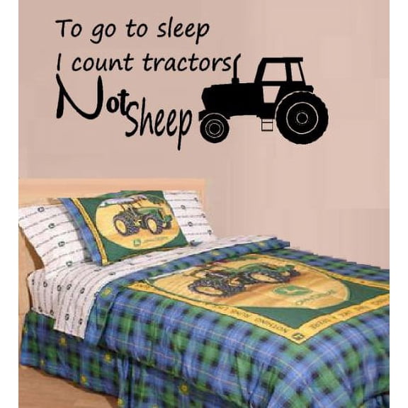 Decal ~ TO GO TO SLEEP I COUNT TRACTORS NOT SHEEP ~ WALL DECAL 13" X 26"