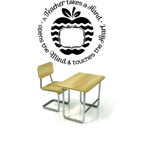 Decal Wall Sticker : A Teacher Takes A Hand. Opens The Mind & Touches The Heart Quote Classroom School Preschool 20x20 Inches