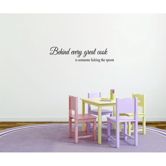 Decal - Wall Sticker : Behind Every Great Cook Is Someone Licking The Spoon Kitchen Quote Home Decor Picture Art 8x20 Inches