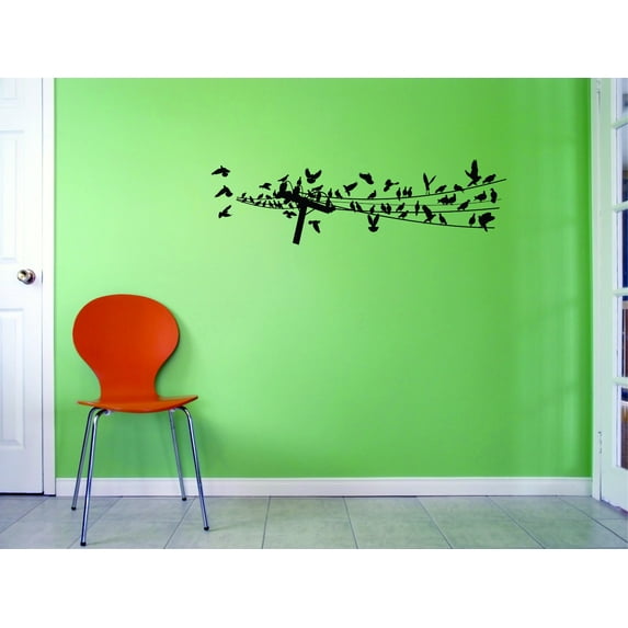 Decal Wall Sticker : Birds on telephone poles Home Decor Picture Art 10x20 Inches