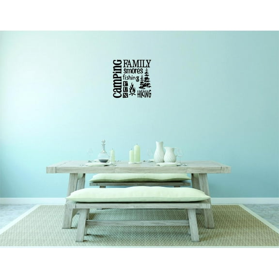 Decal Wall Sticker - Camping Family Smores Fishing Fun Hiking Home Decor Picture Art 12x12 Inches