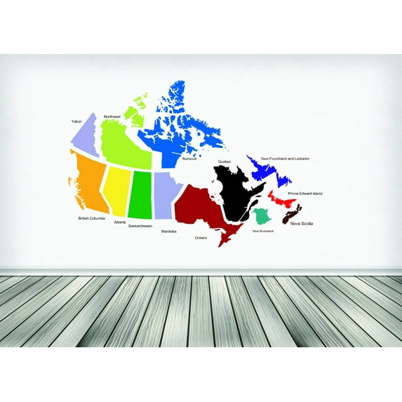 Decal Wall Sticker : Canadian Provinces Canada Map 12x18 Inches