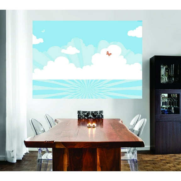 Decal Wall Sticker : Clouds Butterfly Mural 16x24 Inches