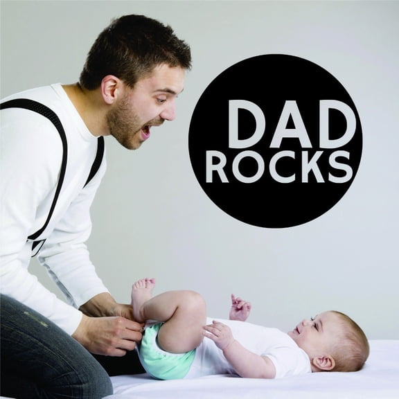 Decal Wall Sticker : Dad Rocks Circle Design 12x12 Inches