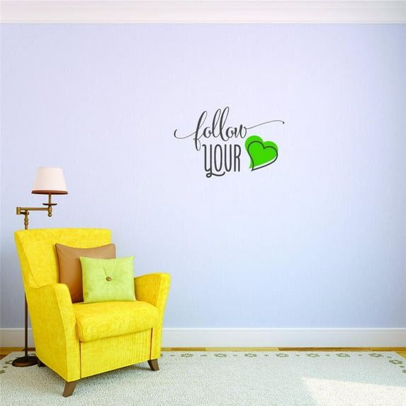 Decal Wall Sticker - Follow Your Heart Inspirational Life Quote Living Room Bedroom Home Decor Picture Art 8x8 Inches