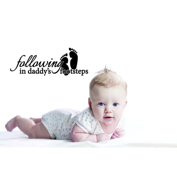 Decal Wall Sticker : Following In Daddy's Footsteps Quote Footprint Design 20x30 Inches