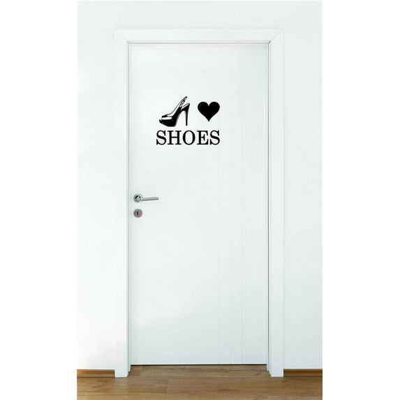 Decal Wall Sticker - Heart Shoes Teen Girls Fashion Wardrobe Bedroom Closet Quote Home Decor Picture Art 12x12 Inches
