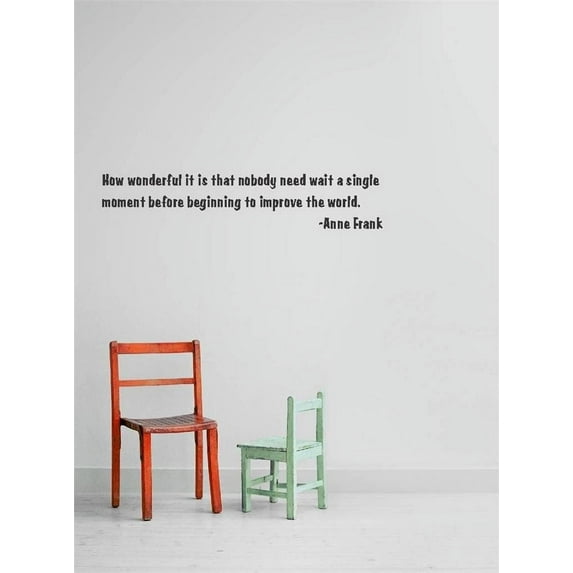Decal Wall Sticker : How wonderful it is that nobody need wait a single moment before beginning to improve the world. Quote 10x20"