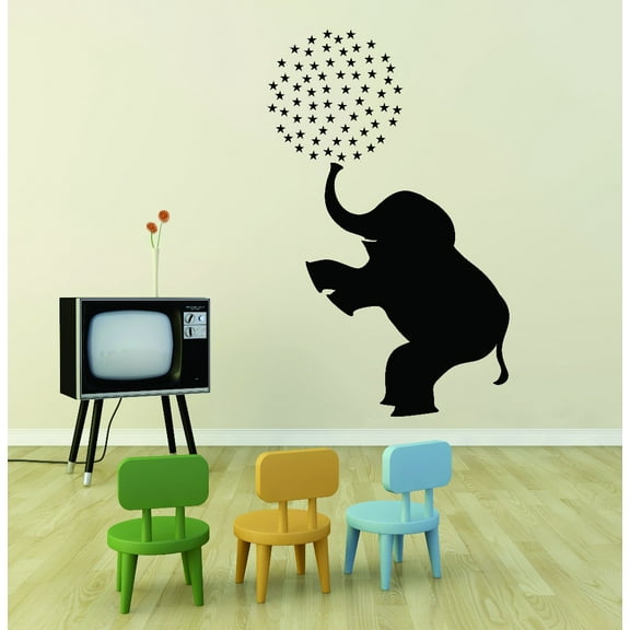 Decal Wall Sticker : Huge Circus Elephant Animal School Preschool Daycare Mural 12x18 Inches