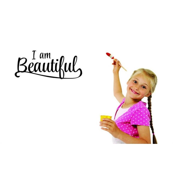 Decal - Wall Sticker : I Am Beautiful Bedroom Quote Kids Teen Boy Girl Quote Home Decor Picture Art 10x20 Inches