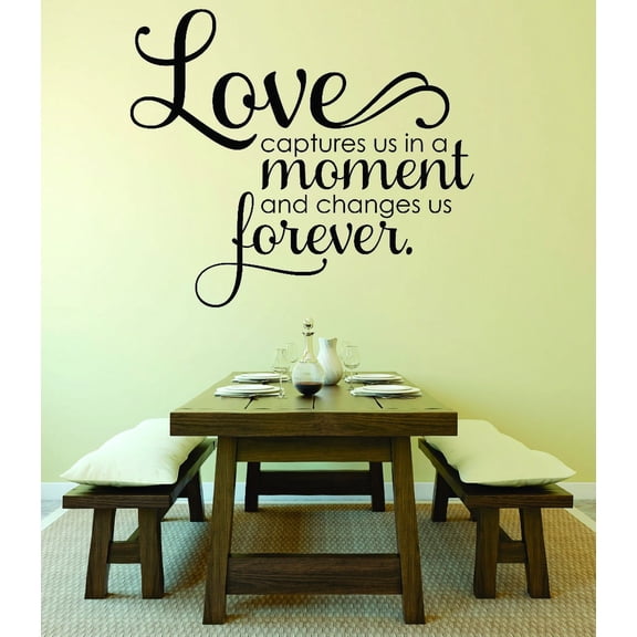 Decal Wall Sticker : Love Captures Us In A Moment And Changes Us Forever Inspirational Life Quote 16x24 Inches