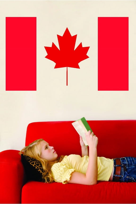 Decal Wall Sticker : National Flag Of Canada Canadian Maple Leaf Logo 12x24 Inches