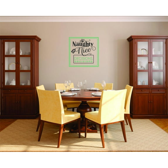 Decal Wall Sticker - Naughty Or Nice Decisions Decisions Christmas Holiday Winter Home Decor Picture Art 18x18 Inches