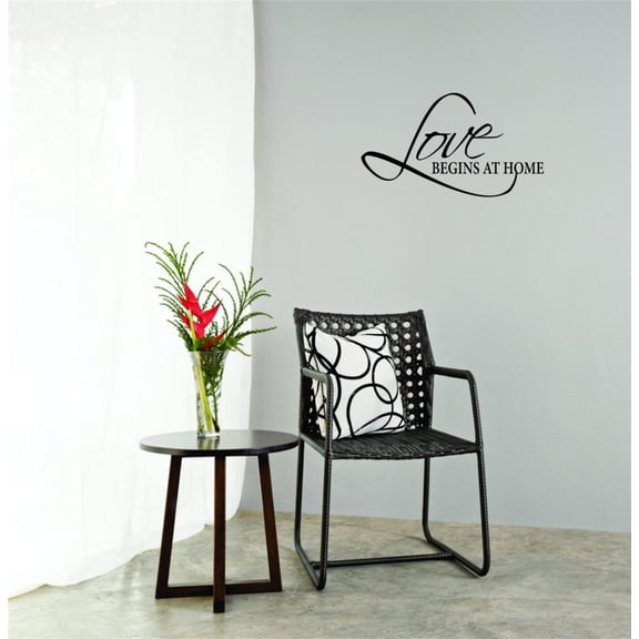 Decal Wall Sticker - ON NOW : Love Begins At Home Text Lettering Life Quote Bedroom Living Room Home Decor Picture Art Size :10 Inches x 20 Inches