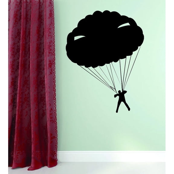 Decal Wall Sticker : Parachute Jumping Man Sky Diving 16x24 Inches