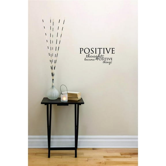 Decal Wall Sticker Positive Thoughts Become Positive Things Inspirational Life Quote - Self Esteem Home Decor Picture Art 16 x 40 Inches
