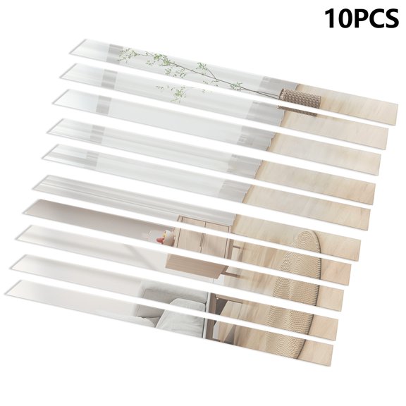 Decal Wall Sticker Sliver gold black Acrylic Living Room Long Strip Mirror Mosaic Replacement 10Pcs 5x50cm Bedroom