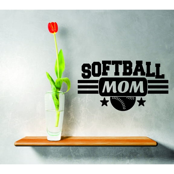 Decal Wall Sticker : Softball Mom Sports Home Decor Picture Art 10x20 Inches