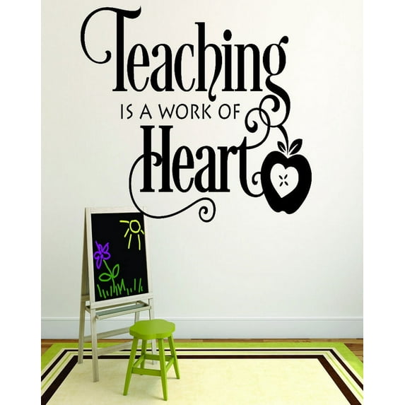 Decal Wall Sticker : Teaching Is A Work Of Heart School Teacher Classroom Quote 12x18 Inches