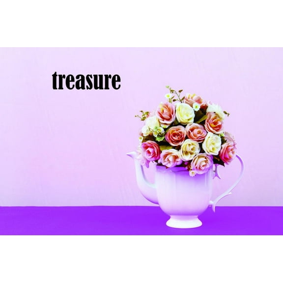 Decal Wall Sticker Treasure Text Lettering Quote Living Room Bedroom Home Decor Picture Art Size :10 Inches x 20 Inches