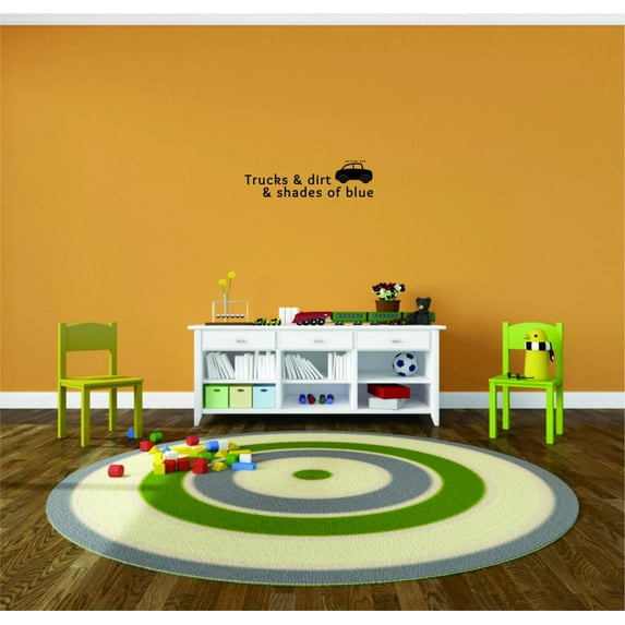 Decal Wall Sticker - Trucks & Dirt & Shades Of Blue Boys Kids Bedroom Playroom Home Decor Picture Art 8x20 Inches