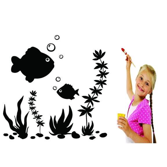 Decal Wall Sticker : Underwater With Fishes Ocean Scene Kids Daycare School Mural 20x30 Inches