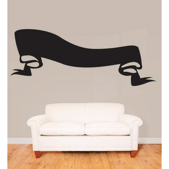 Decal Wall Sticker : Wave Ribbon Design Silhouette 10x20 Inches
