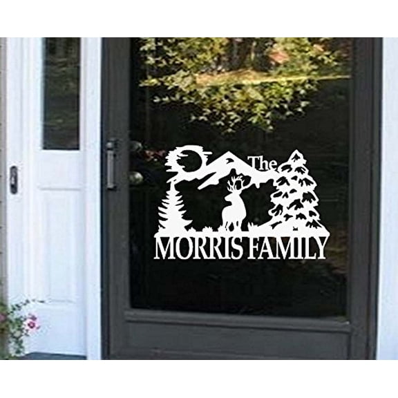 Decal ~ Wild Life Scene, (Custom Name) or Welcome: Decal 13" x 20" (Wht ELK Custom Name)