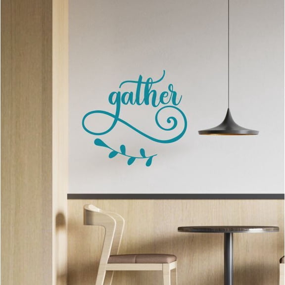 Decal for Round Wood Gather - Vinyl Wall Art Sticker - Kitchen Wall Stickers - Vinyl Decal Sayings - DIY Craft Your Own Wood Sign, 12x11-Inch, Teal