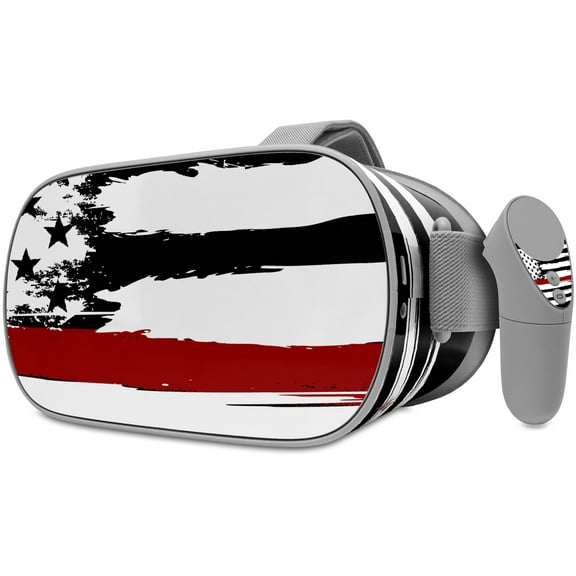 Decal style Skin Wrap compatible with Oculus Go Headset - Brushed USA American Flag Red Line (OCULUS NOT INCLUDED)