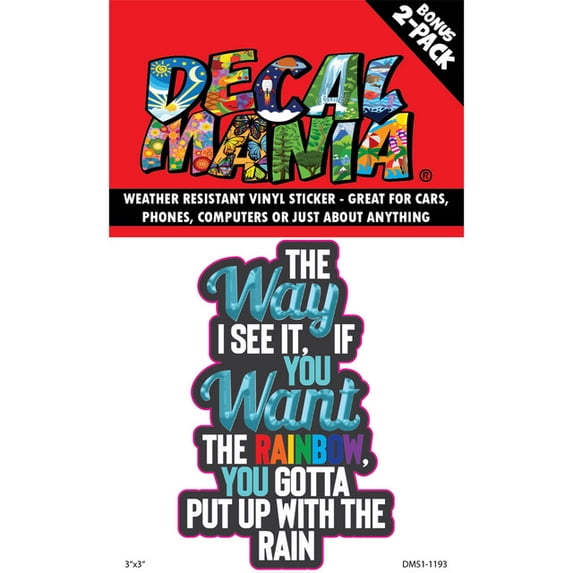 DecalMania DM511193 If You Want The Rainbow Put Up With The Rain 3" Decal (2PK)