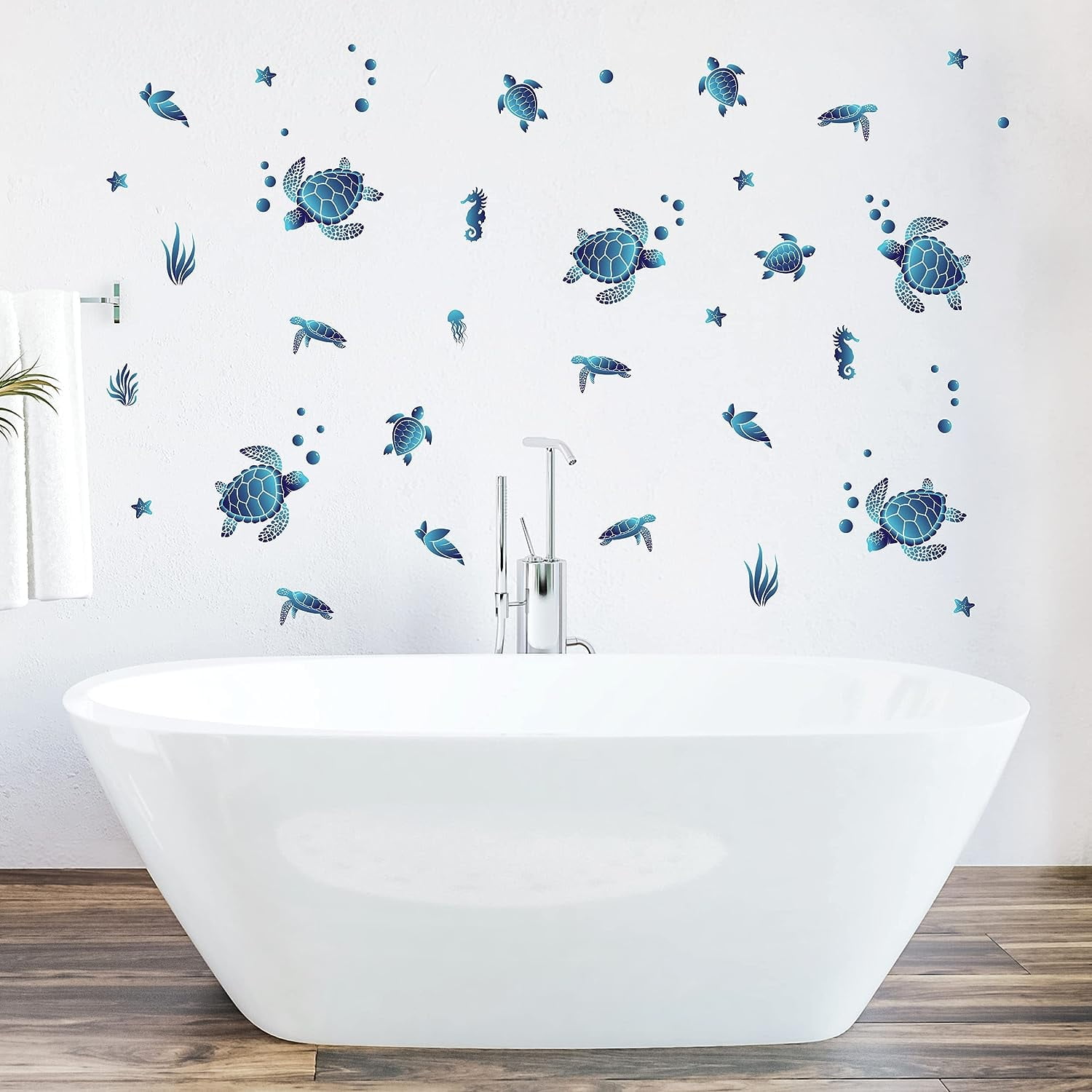 Blue Sea Turtle Wall Decals Set of 100 Wall Stickers for