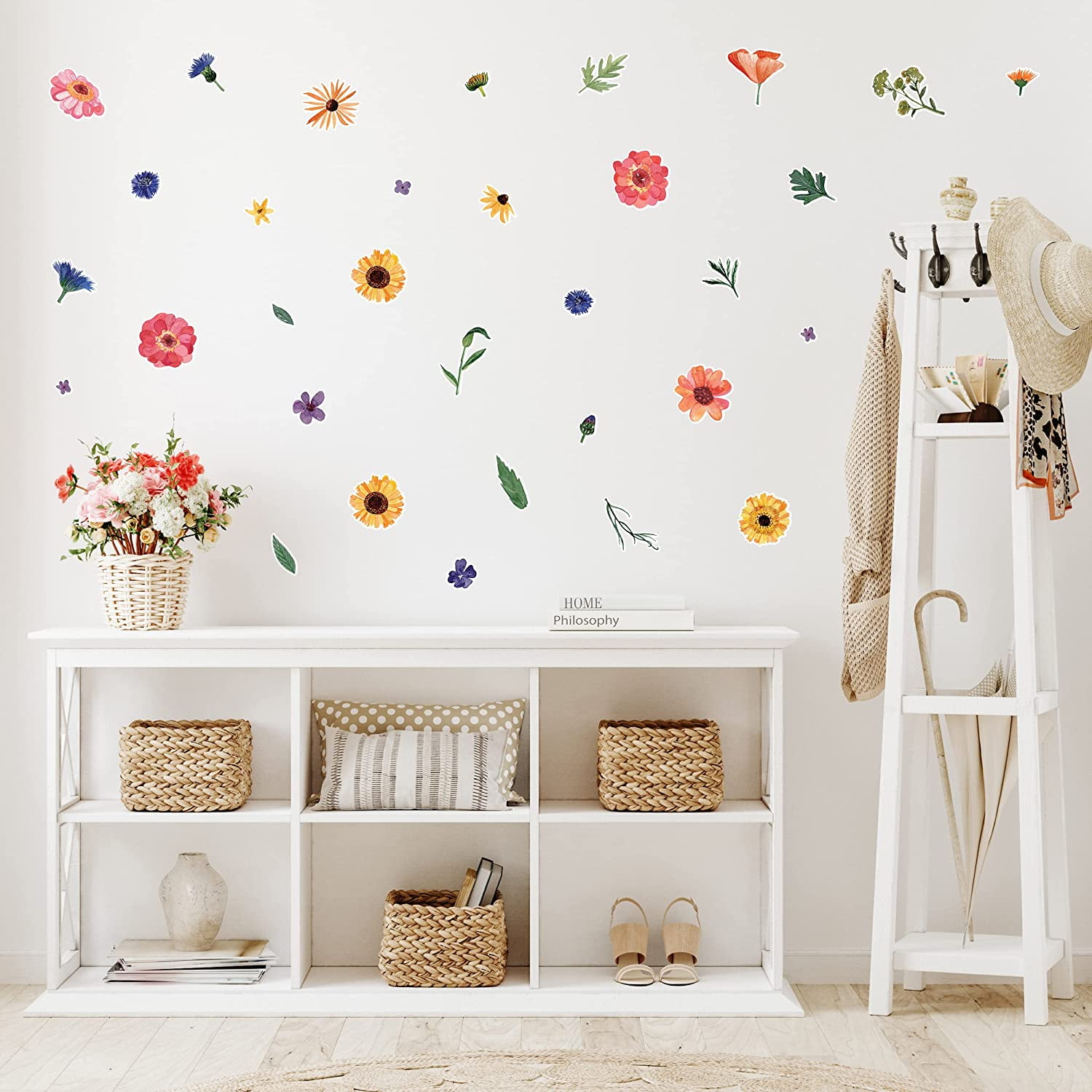 8 Sheet 160 Pcs Daisy Wall Decal Flower Wall Decal Daisy Decor White Daisy  Decals Floral Decals Peel and Stick Aesthetic for Wall Bedroom Living Room