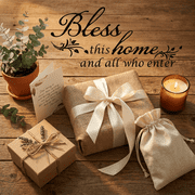 Decalgeek "Bless This Home" Vinyl Wall Decal, Entryway & Living Room Decor, Black, 22" x 10"