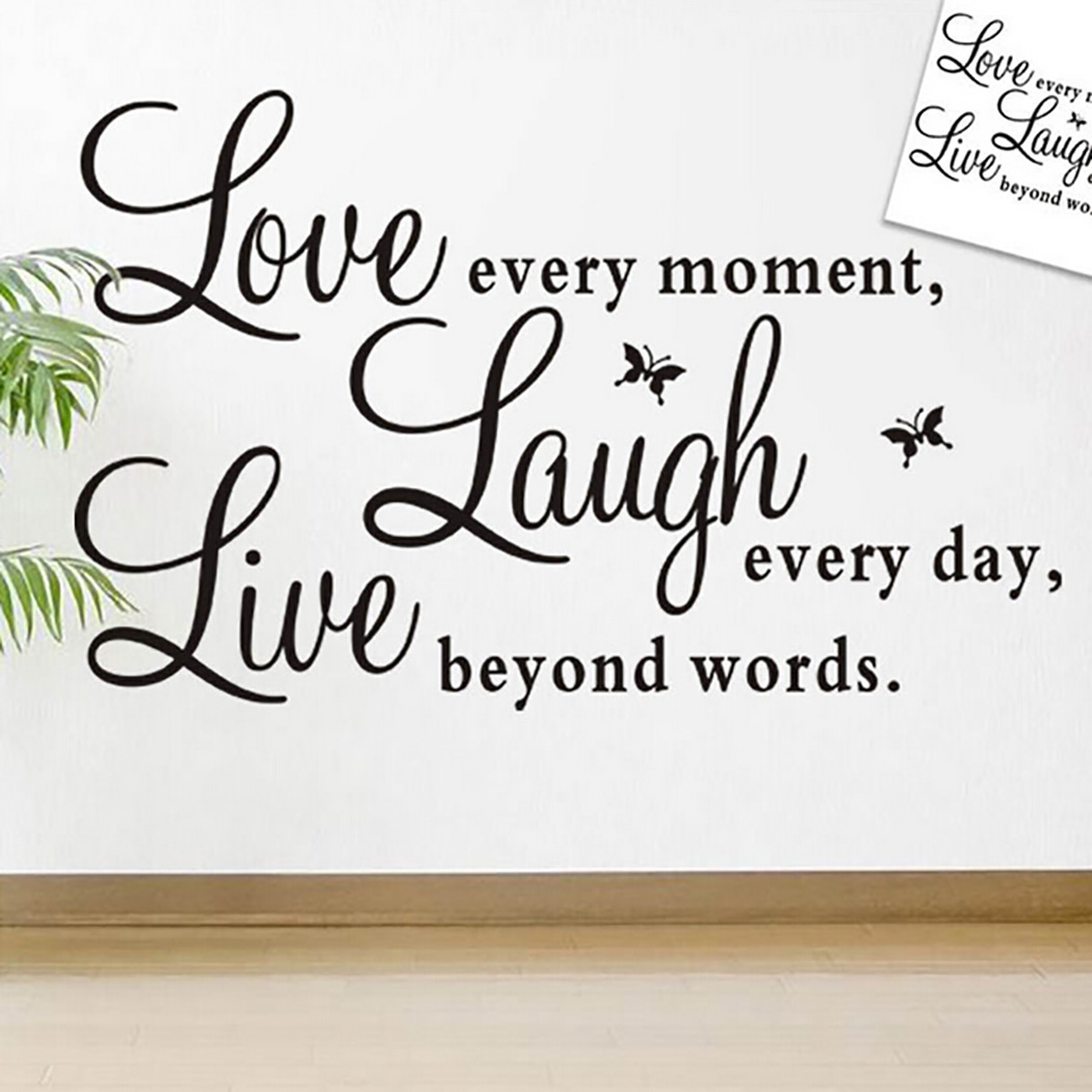 Decalgeek Live Laugh Love Wall Decal Vinyl Black & Words & Phrase Stickers Quote Word for Bedroom Living Room Decor - image 1 of 2