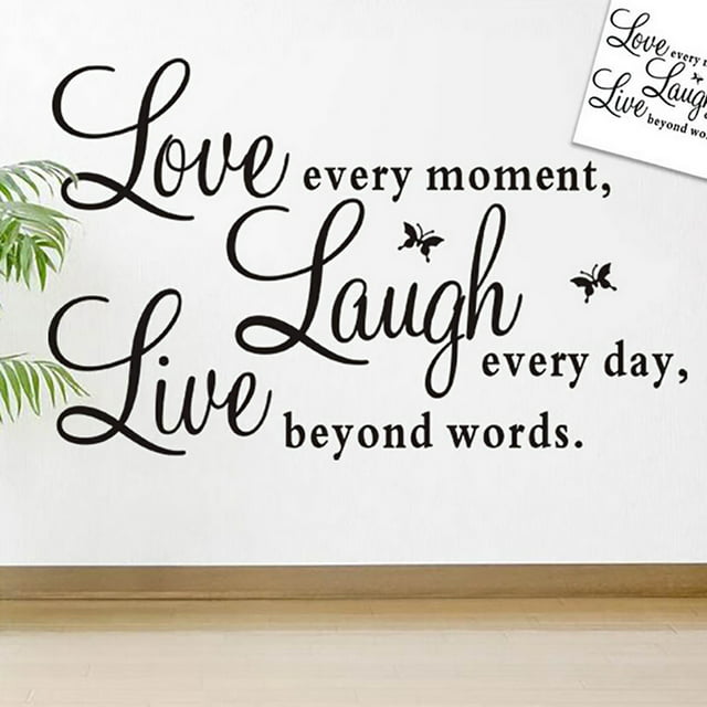 Decalgeek Live Laugh Love Wall Decal Vinyl Black & Words & Phrase Stickers Quote Word for Bedroom Living Room Decor