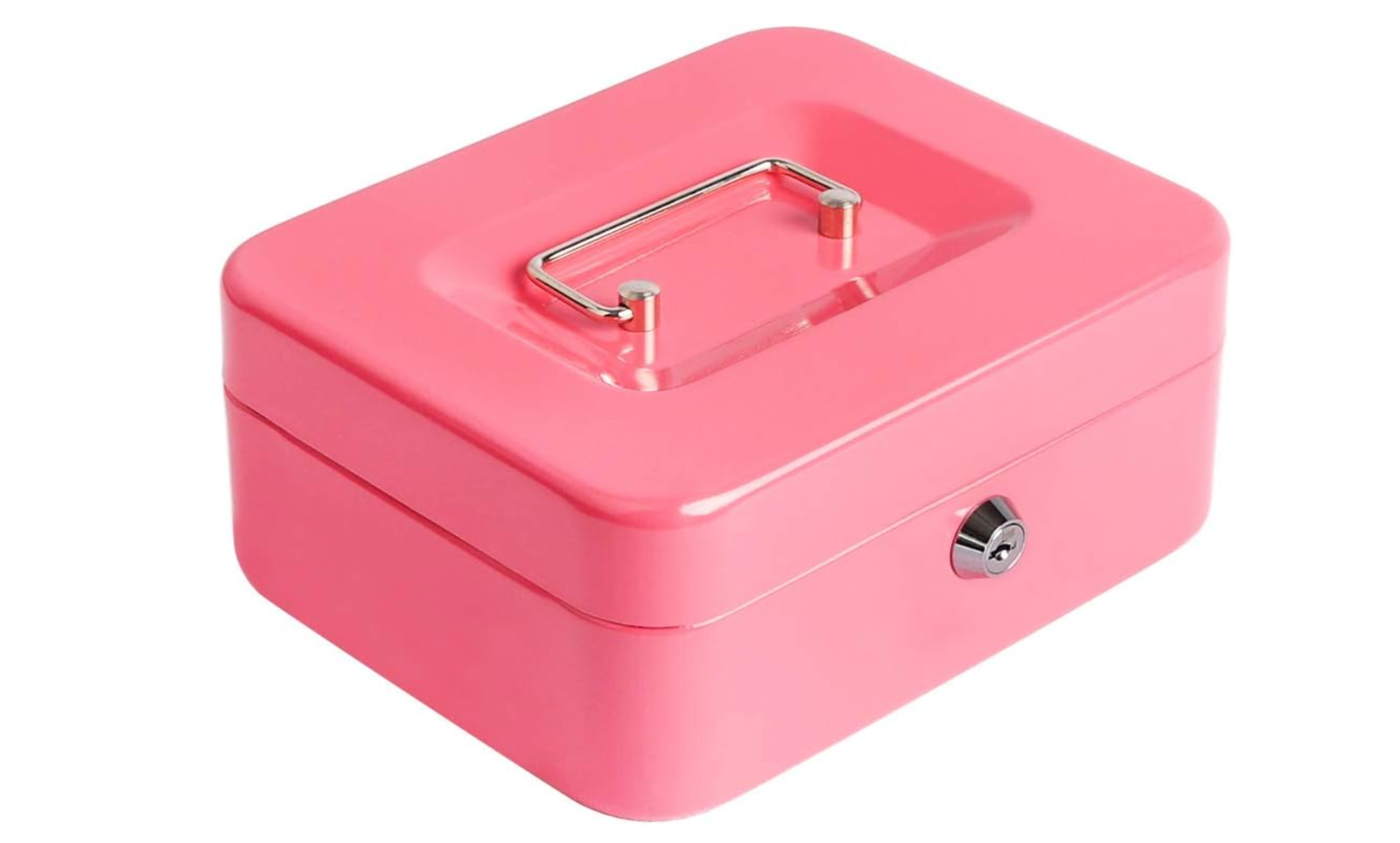 Decaller Cash Box with Money Tray, Metal Locking Money Box with Key