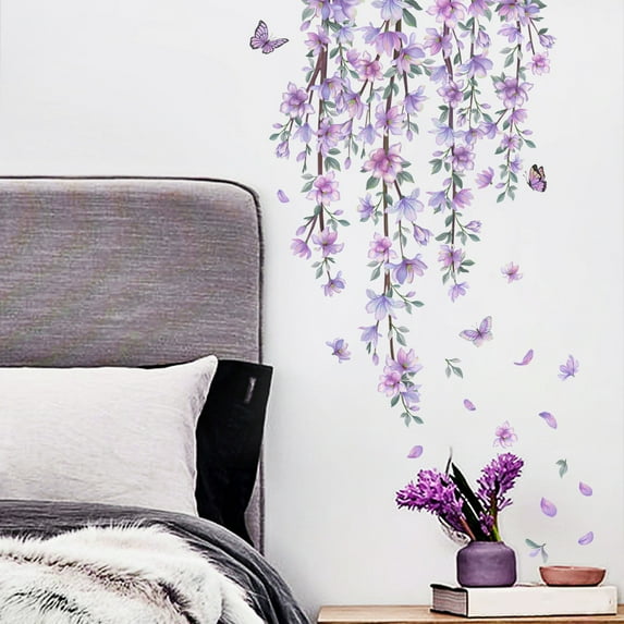 Decalmile Flower Wall Decals Wall Decals Wall Sticker Hanging Wall Stickers Bedroom Living Room Sofa TV Background Wall Decor
