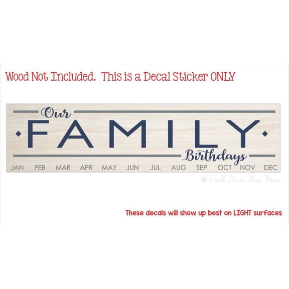 Decals To Create Birthday Celebration Board Our Family DIY Wall Hanging Sign 23x5.5-Inch Deep Blue/Storm Gray