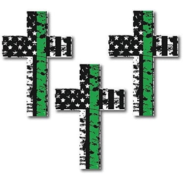 3C Signs Thin Army Green Line Cross Reflective Vinyl Decal – Various Sizes, Glossy Finish