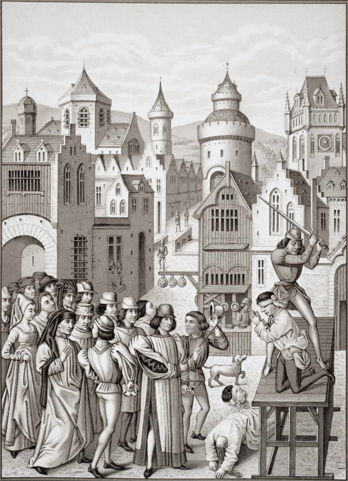 Decapitation Of Guillaume De Pommiers And His Confessor At Bordeaux In 1377 By Order Of The King Of Englands Lieutenant Canvas Art - Ken Welsh Design Pics (12 x 17)
