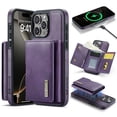 thumbnail image 1 of Decase 2 in 1 Magnetic Detachable Wallet Case Compatible with iPhone 16 Pro Max, Premium Leather RFID Blocking Flip Wallet Card Holder Shockproof Phone Case Supporting Wireless Charging,Purple, 1 of 11