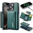 thumbnail image 1 of Decase 2 in 1 Magnetic Detachable Wallet Case Compatible with iPhone 16 Pro Max, Premium Leather RFID Blocking Flip Wallet Card Holder Shockproof Phone Case Supporting Wireless Charging,Green, 1 of 11